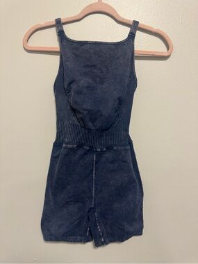 Free People Movement Navy Washed Running Bodysuit Romper